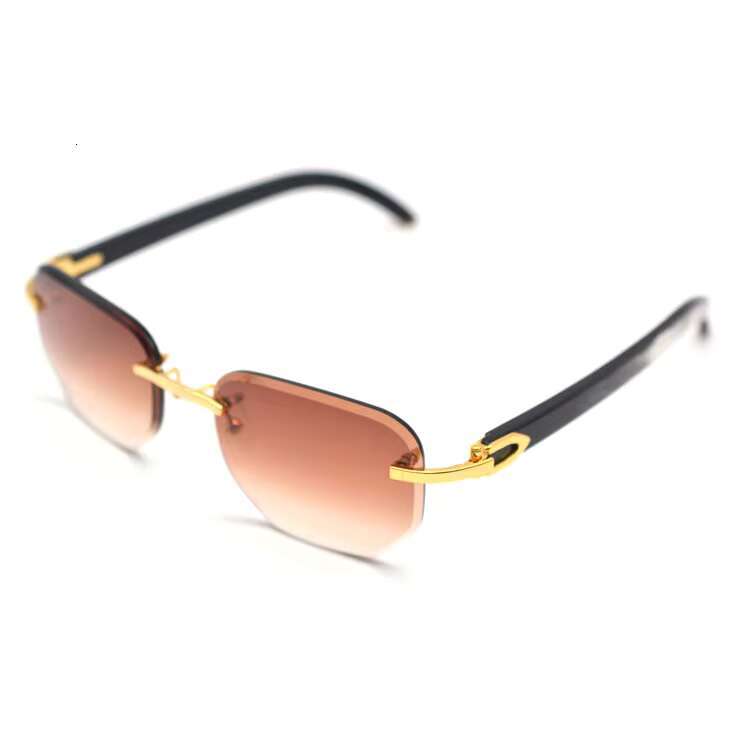 Sifier Mens Vintage Brand Name Buffalo Horn Rimless Sunglasses