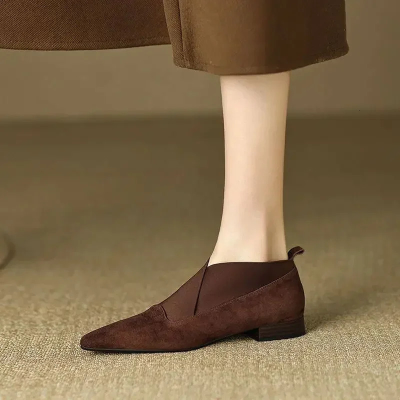 Womens Loafers Elegant Artificial Leather Casual For Women 2024 Comfortable Outdoor Fashion Low Heels Pointed Toe Shoes 250224