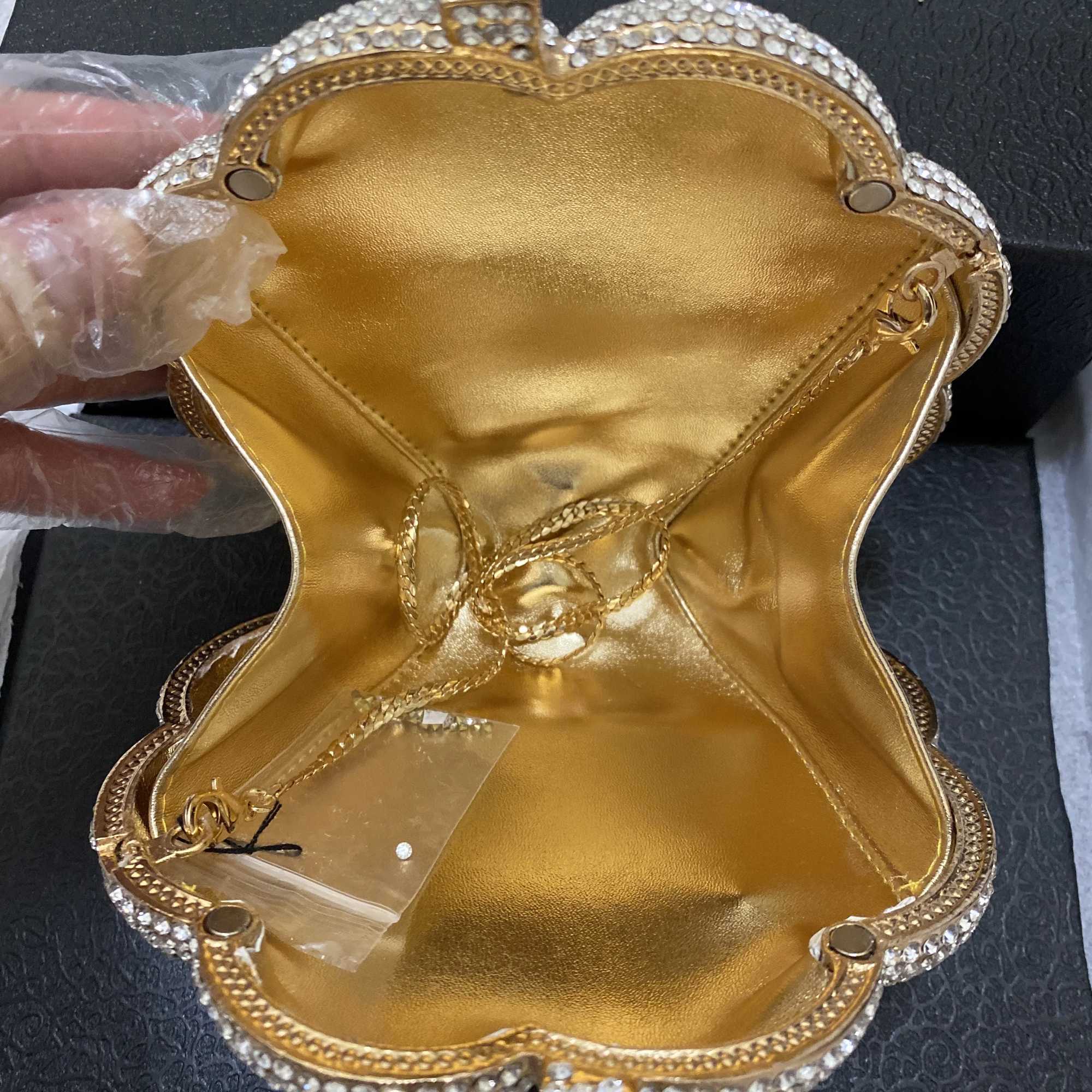 New Arrival Pink/White Clear Flower Crystal Bag Floral Evening Clutches Luxury Womens Mini Minaudiere Green/Silver/Golden Diamond Purses T250225