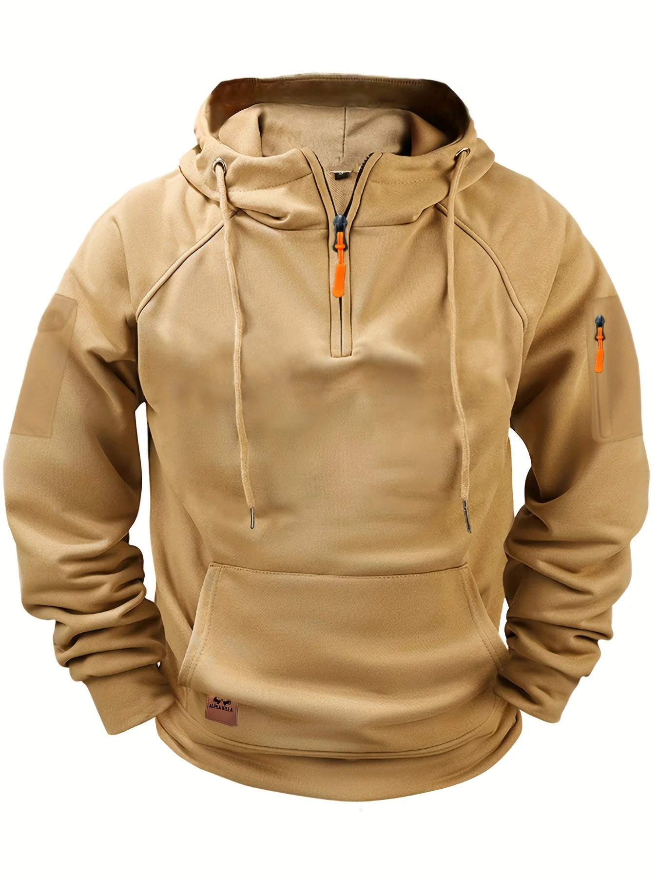 Multi Pocket Zipper Fleece Dropped Shoulder Hooded Sweatshirt Mens Womens Plus Size Loose Pullover Fashion 250224