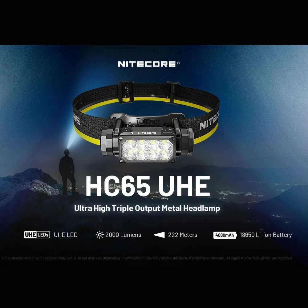 2025 NITECORE HC65 UHE 2000 Lumen Headlamp LED Headlamp White+Red Outdoor Camping Hiking Light Black/Grey X250225