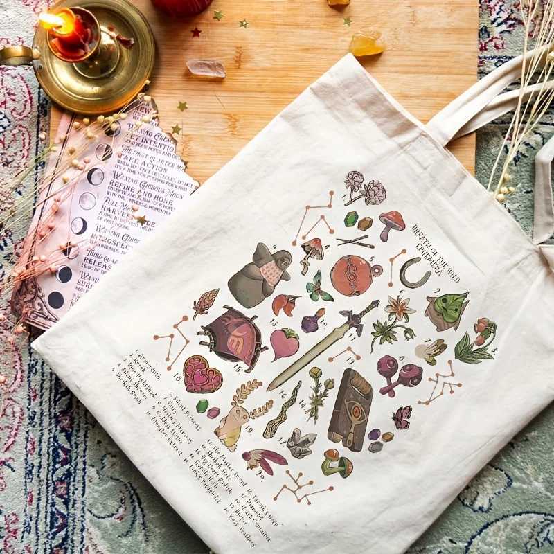 Canvas shopping bag portable shoulder bag stylish large capacity daily handbag Z250224