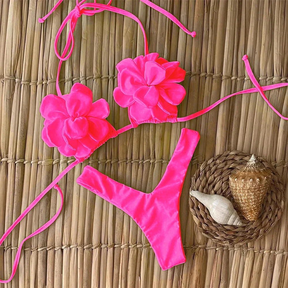 Sexy Floral Micro Bikini 2024 Women Swimsuit Female Swimwear Thong Bikinis Set Brazilian Beach Wear Bathing Suit Biquini 250224