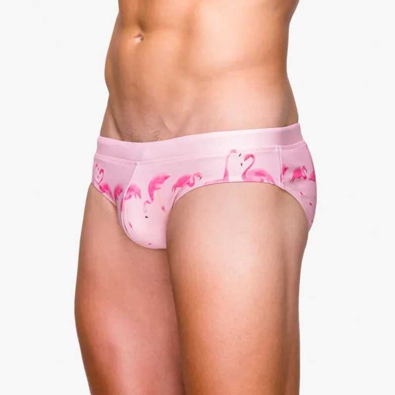 Mens Swimming Trunks Fashion Print Swimwear Sexy Low Waist Bikini Sports Boxer Briefs Shorts Breathable Comfortable Beach ShortsXJ250224