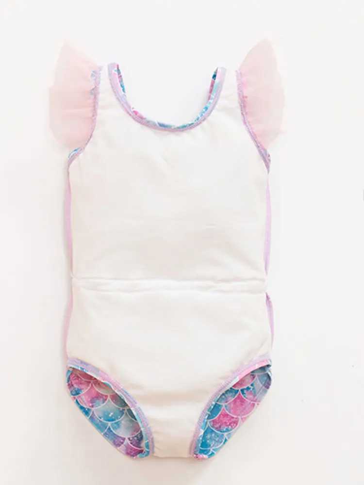 New Girl Baby Mermaid Swimsuit Princess Fashion cartoon Fish Scale Print Ballet One Piece Kids Sequin Tulle Swimsuits X250224