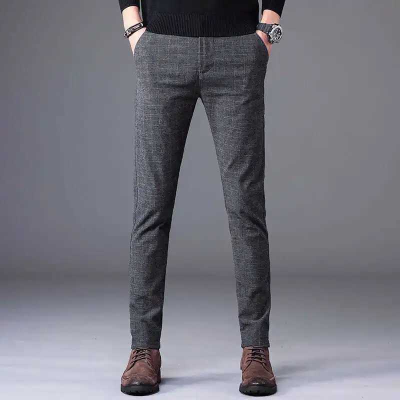 Business Office Streetwear Fashion Mens Plaid Suit Pants Spring Autumn Korean Male Clothing Casual New Slim Straight Trousers W250225