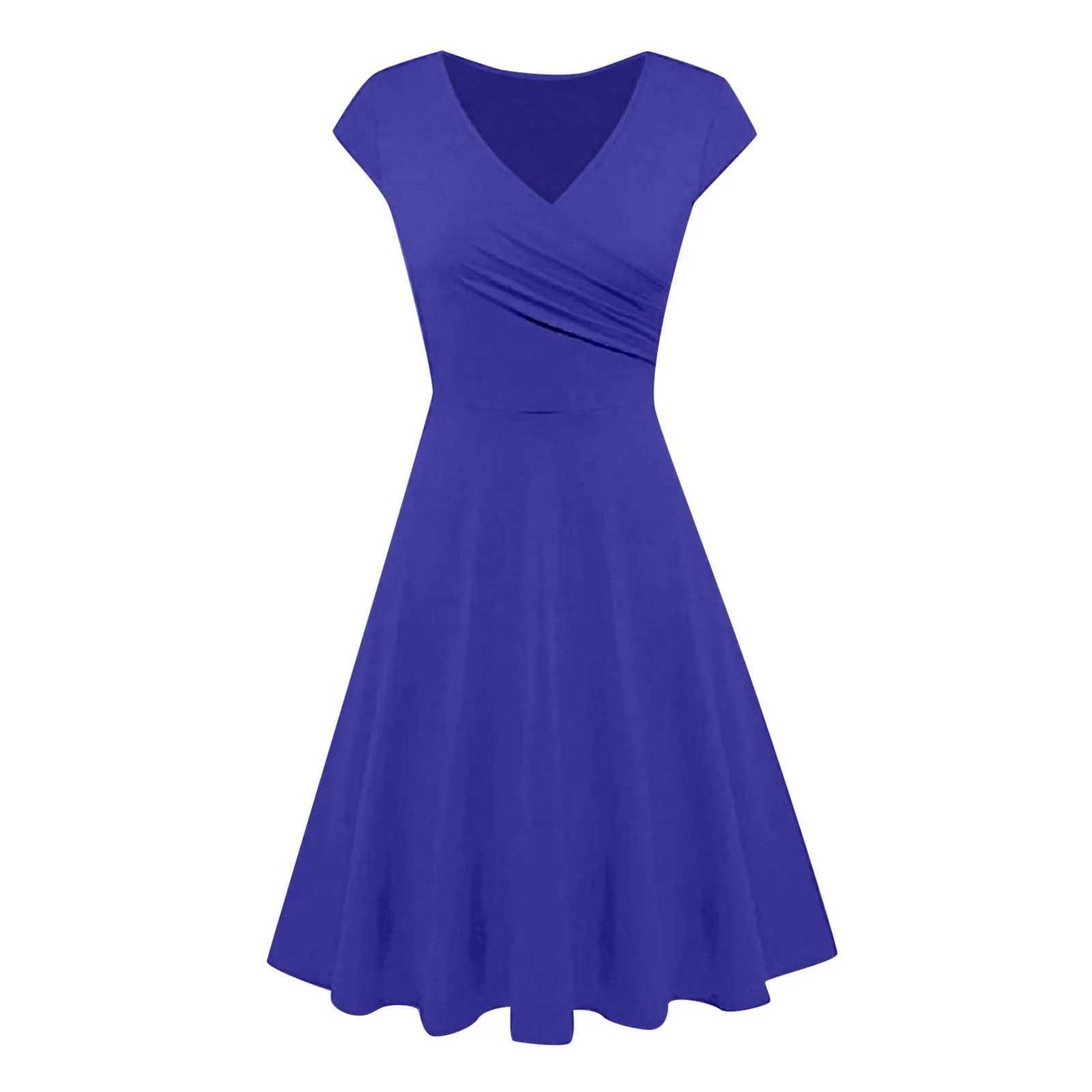 Womens Sexy V Neck A Line Dress Solid Color Casual Short All Short Dresses Spring Summer Fe Swing Dresses Party DressesXJ250224