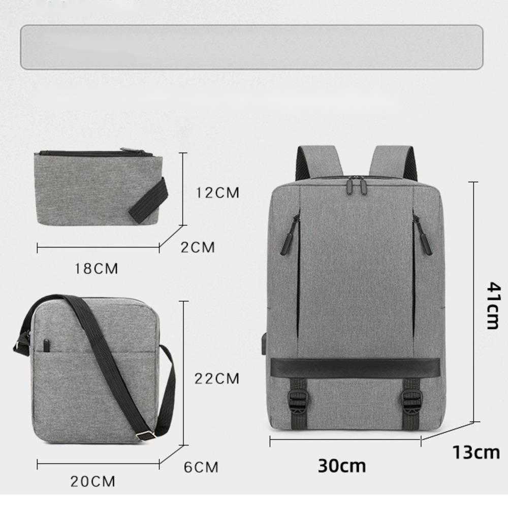 Leisure Backpack Three Piece Set Business Backpack Male Student Bag Customized Computer Backpack 16 Inch Large Capacity Lightweight Day Backpack Trave