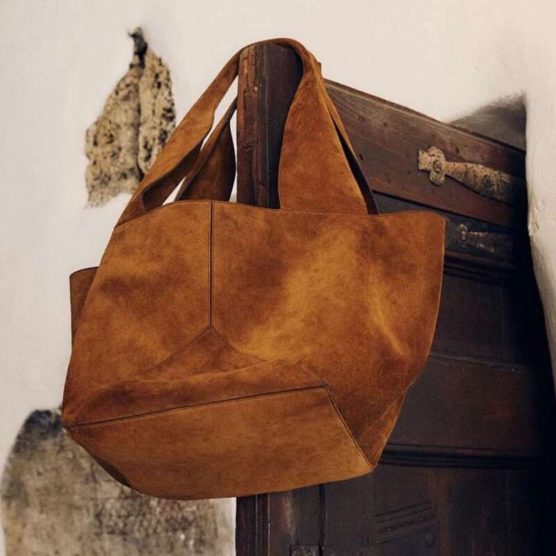 Tote Bucket Underarm Bags For Women Designer Handbags And Purses 2023 New In Fashion Simple Soft Faux Suede Shoulder