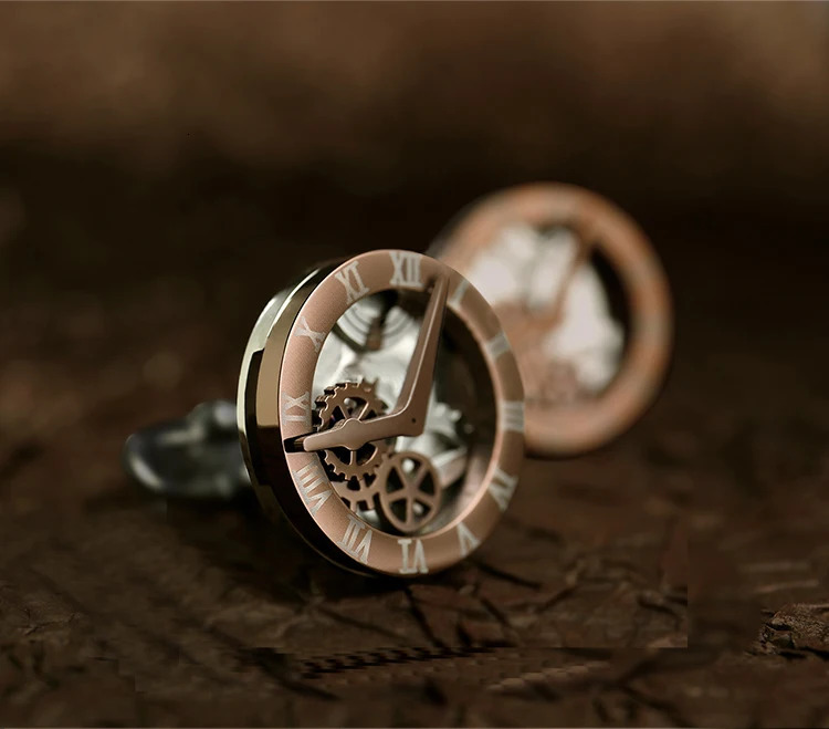 Clock Cufflinks British French Mens Business Shirts Buttons Punk Mechanical Core Cuff Links Men Accessories Gifts 250220