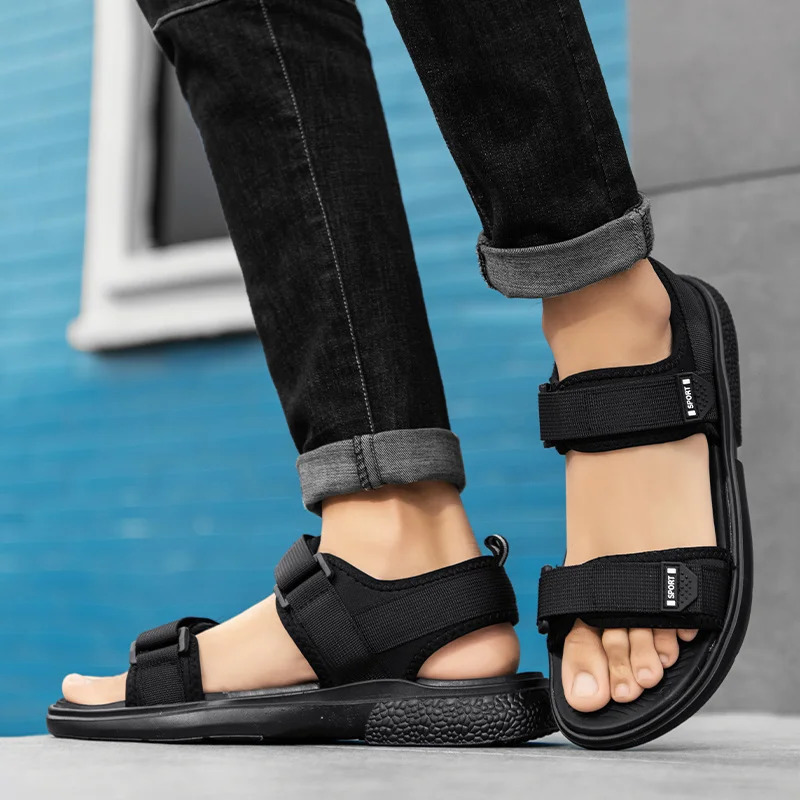 Pair non-slip mens sandals summer wear-resistant breathable simple white sole mens business beach shoes 250224