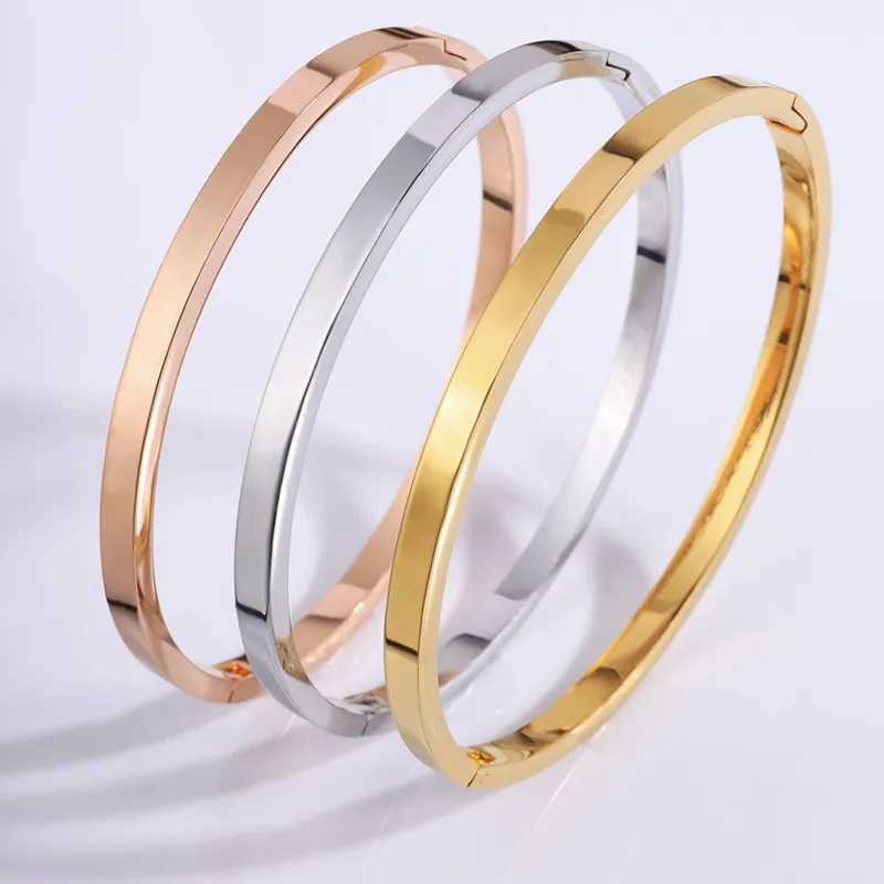 Brand New Classics Titanium Steel Smooth Couple Bracelet of The Same Style Girl High-grade Sense Brand Do Not Fade Bangles 2025XJ250225
