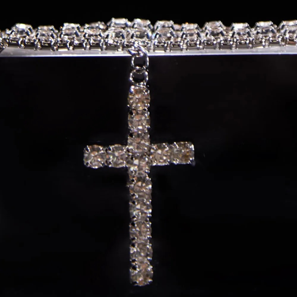 XSBODY Multilayer Cross Necklace Chunky Y2k Girls Womens Rhinestone One Piece Wedding Jewelry Neck Necklaces Accessories Gifts 250224