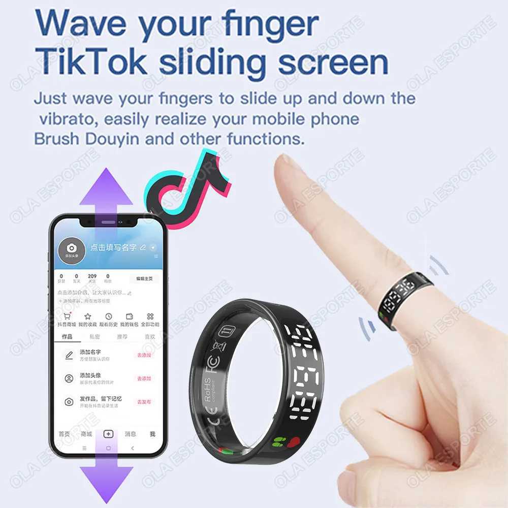 2025 New LED Screen Display Smart Ring For Xiaomi Ring Health Monitor Gesture Swipe Video/Brush Touch 5ATM Waterproof Smartring W250225