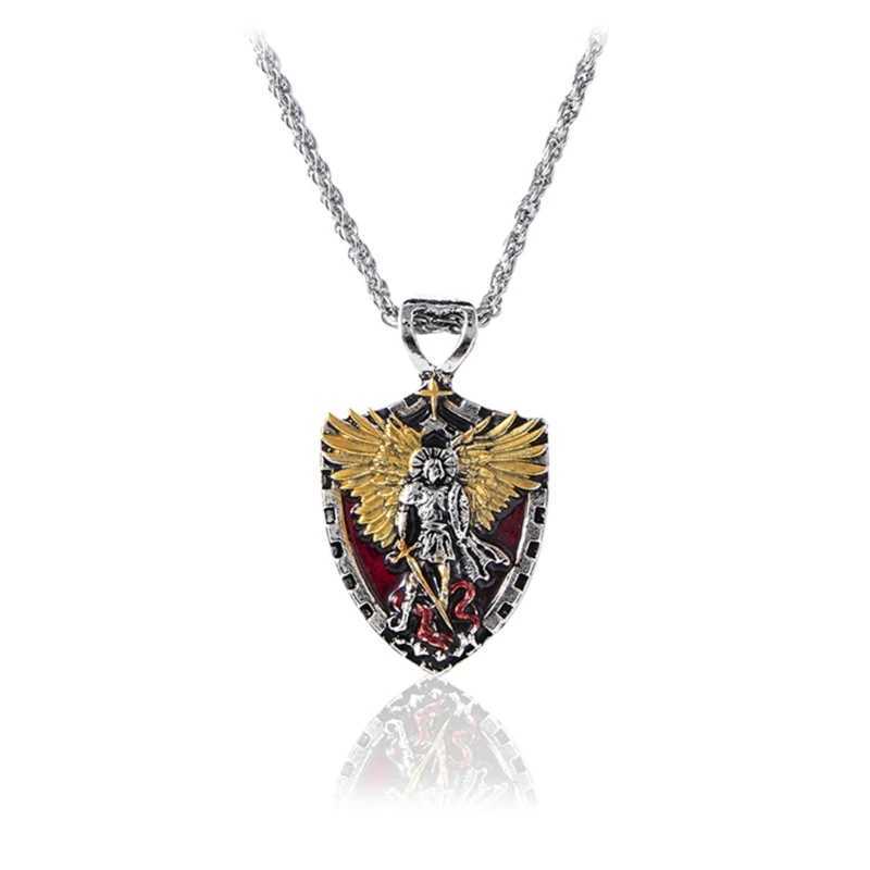 Gothic Hip Hop Knight Templars Swords Shield Pendant Vintage Necklace for Men X2502241