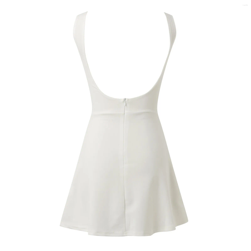 White Dress Graduation: Elegant Corset Flowy Mini Dress, Sleeveless Pleated Bodycon - Perfect For Summer Celebrations C260312