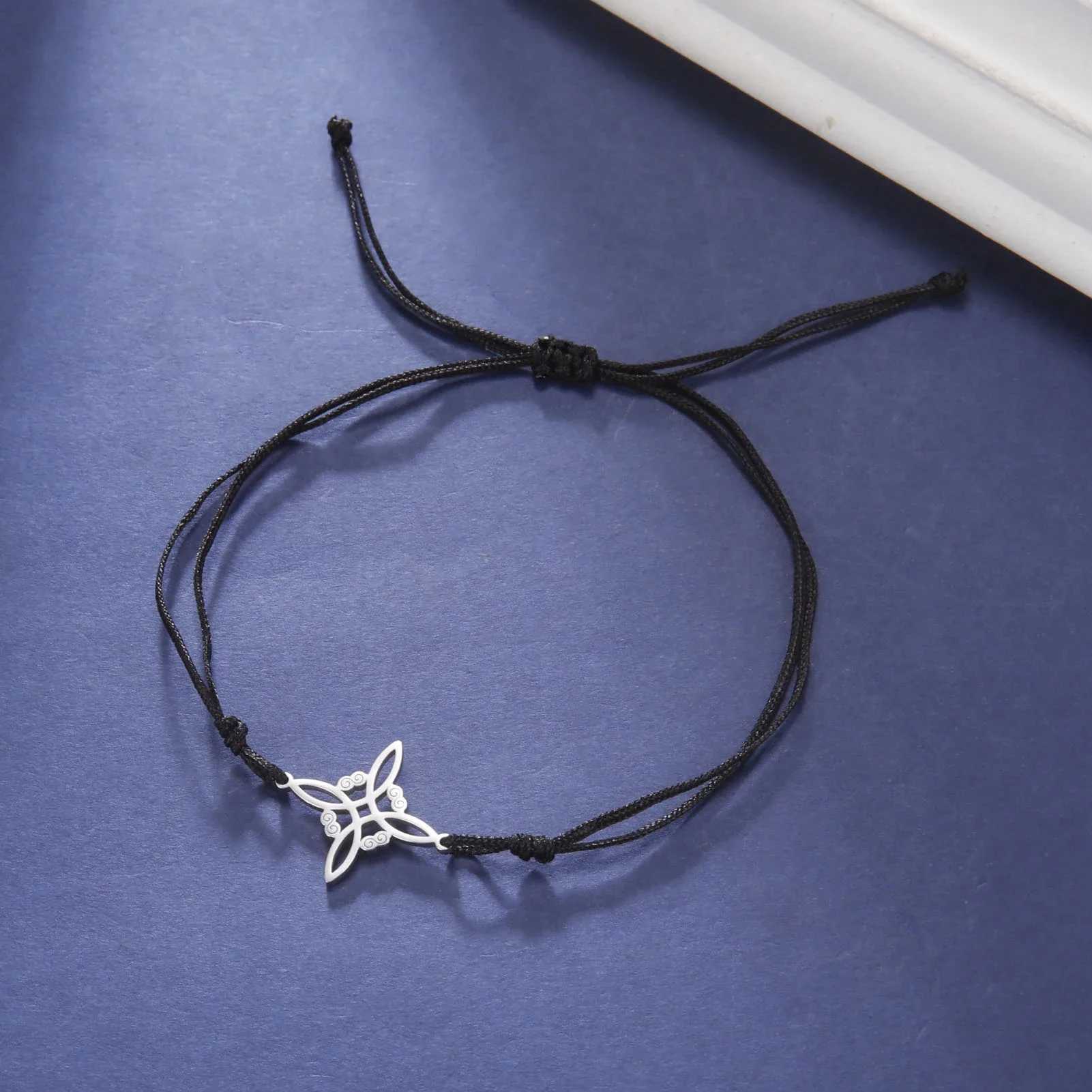 Womens Stainless Steel Charm Bracelet Womens Stainless Steel Charm Bracelet Red Black Wax Rope Bead Witchcraft Handicraft Jewelry Talisman GiftXJ25022