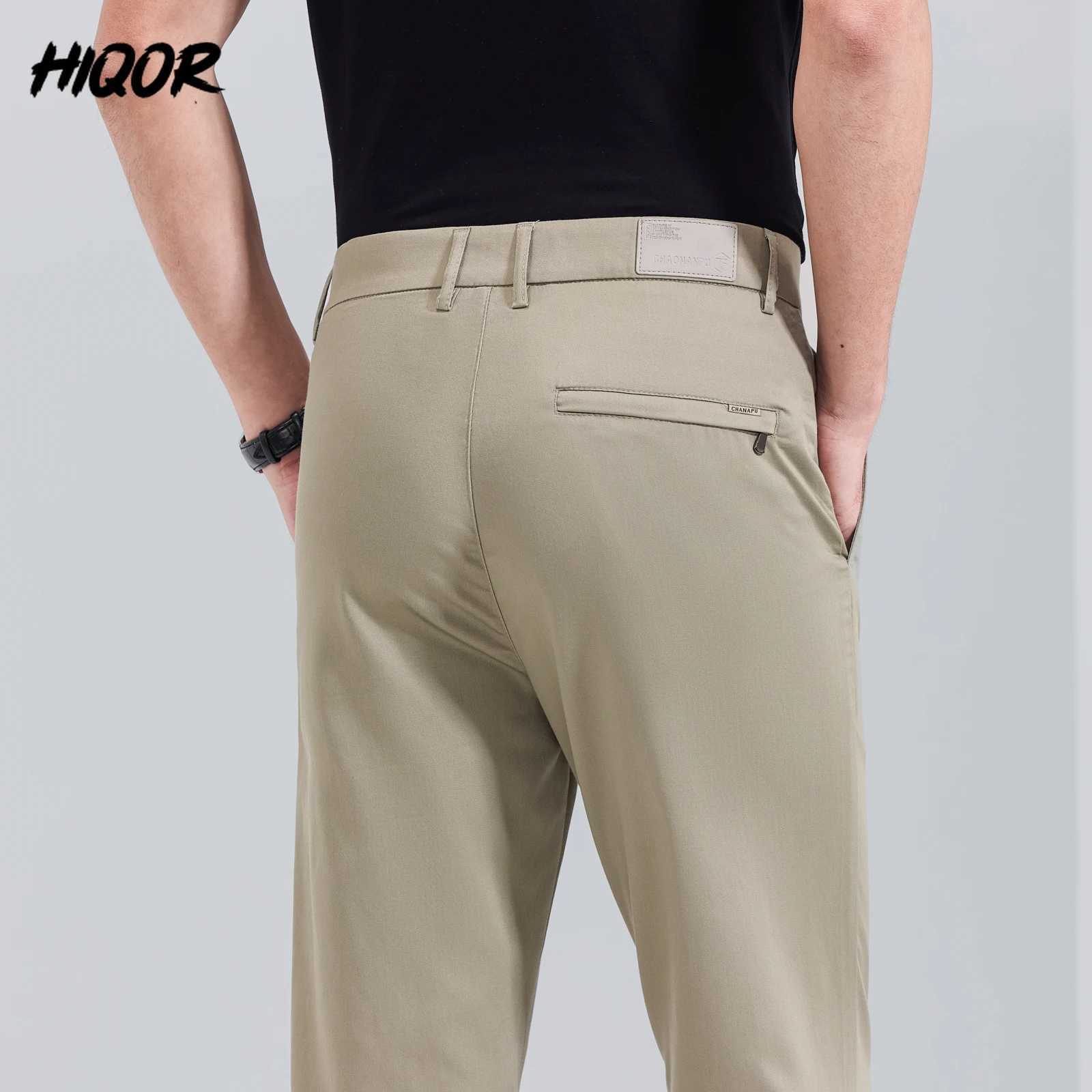 HIQOR Spring/Summer Mens Solid Trouser Mens Loose Straight Ice Silk Casual Pants Business Mens Pants High Quality Set Pants W250225
