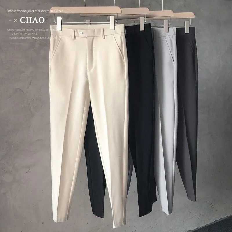 Mens spring and autumn stretch cut pants Korean trend straight leg casual mens leggings fashion suit pants W250225