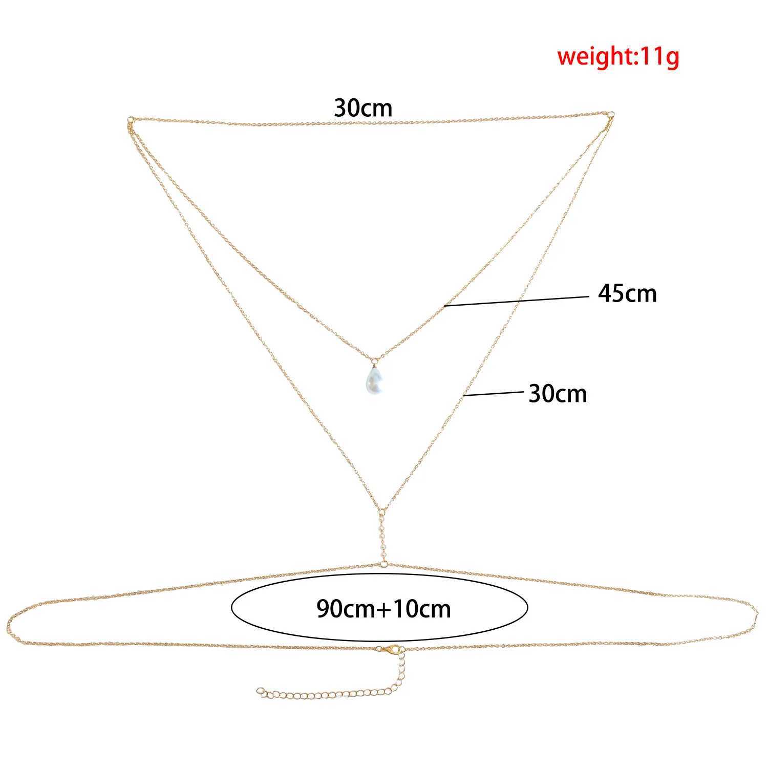 New Fashionab And Minimalist Multi-Layer Imitation Pearl Tassel Gold Colour Pendant Dorsal Chain Summe Vacation JewelyXJ250224