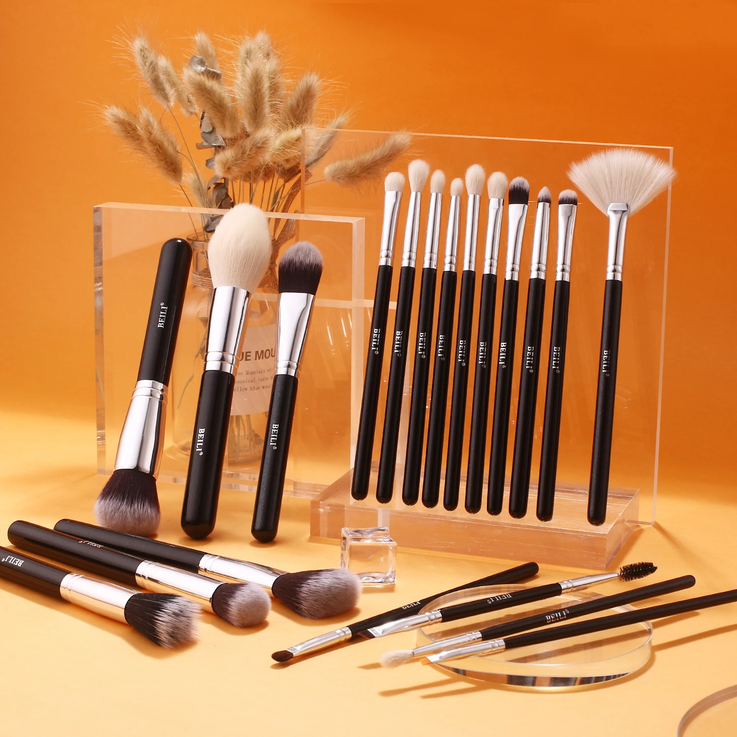 BEILI Black Makeup brushes set Professional Natural goat hair brushes Foundation Powder Contour Eyeshadow make up brushes 250305
