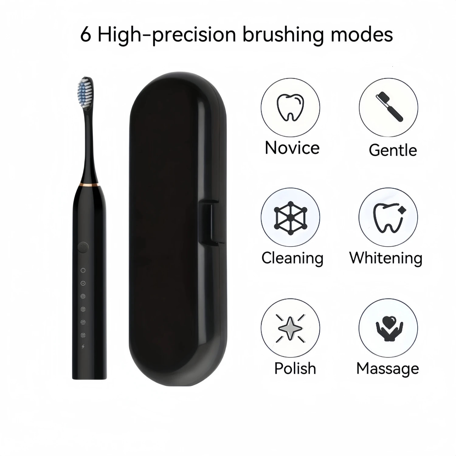 Electric toothbrush set equipped with 8 brush heads and travel case 6 modes builtin 2minute intelligent timer effective teeth a 240222