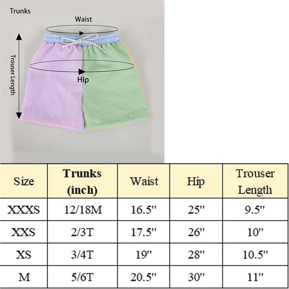 Little Girls Summer Swimwear Two Piece Cute Patchwork Seersucker One Piece Trunks For Boys Beach Sleeveless X250224