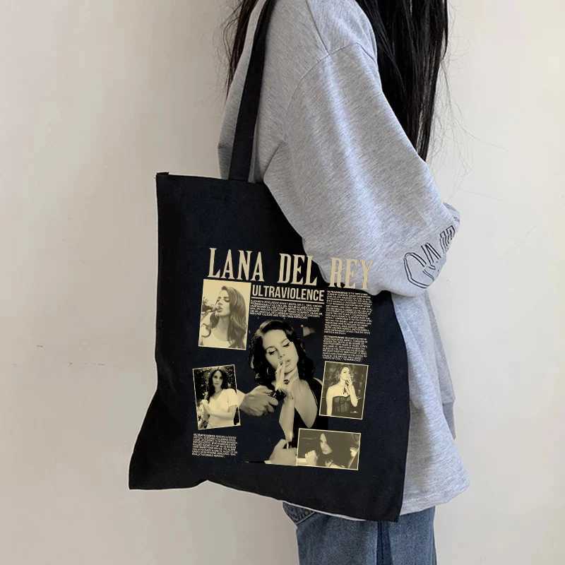 90s Lana Del Rey Ldr Shopping Bag Ecological Manga Handbag Harajuku Shopping Bag Womens Canvas Shoulder Bag Large Capacity Z250224