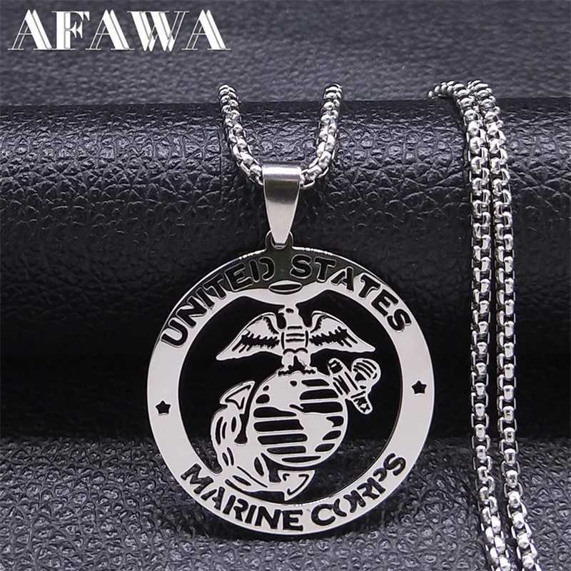 United States Marine Corps Pendant Necklace Stainless Steel Silver Color Cmemorative Necklaces Jewelry chain hm N6183 X250224