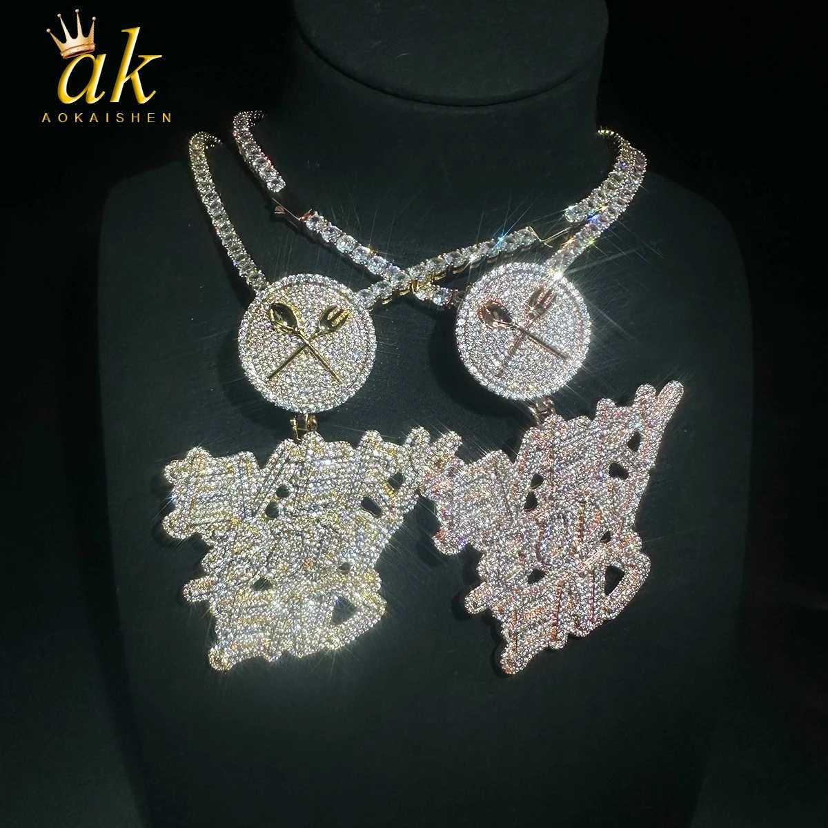Aokaishen d Out Necklace Pendant for Men ry Body Eats Charms Real Copper Cubic Zircona Gold Plated Hip Hop Jewelry X250224