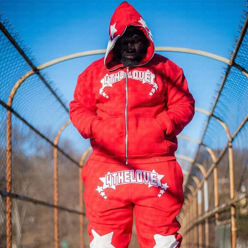 Y2k Zip up Hoodie Punk Stars Print Sweatshirt Mens hoodies Sport Coat Pullover Gothic Long Sleeve Oversized Jacket Sweatpants 250224