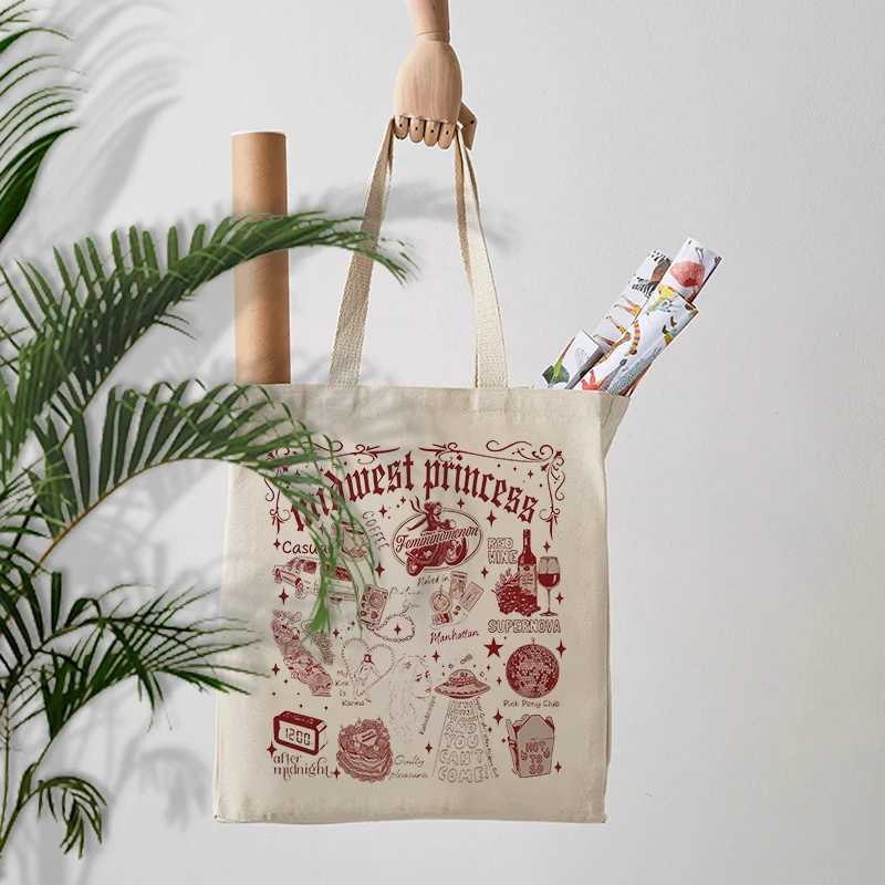 1 pc Chappell Roan Midwest Princess Pink Pony Club pattern Canvas Shoulder Bag For Travel Daily Commute Reusable Shopping Bag Z250224