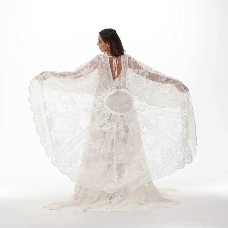 Boho Maternity Dress For Photography Bohemian Maternity Photography On Dress Sides Slit On Train Pregnancy Photo Shoot Dress X250224