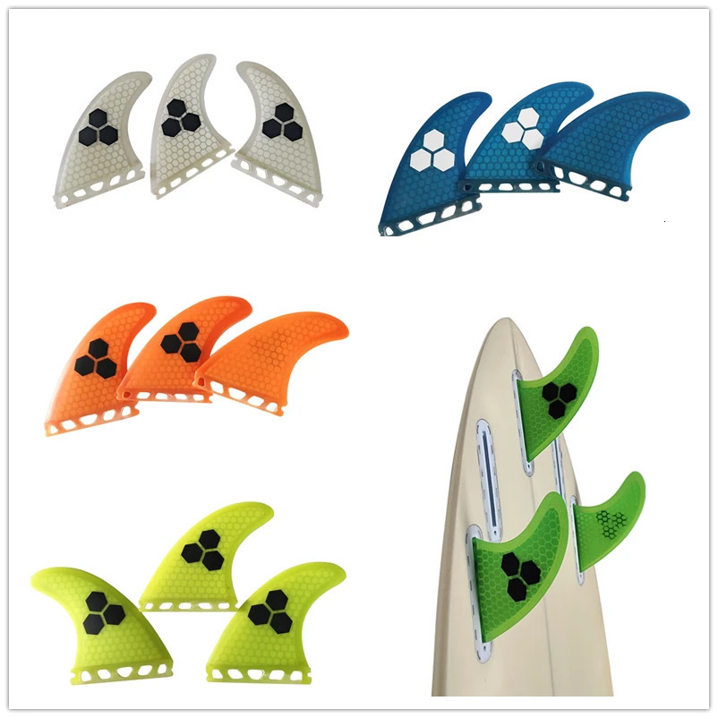Surfboard Fin Set Tri Fins UPSURF Future S/M/L Honeycomb Fiberglass Orange/Yellow/Blue/Grey/Green with Black Funboard Fins 250222
