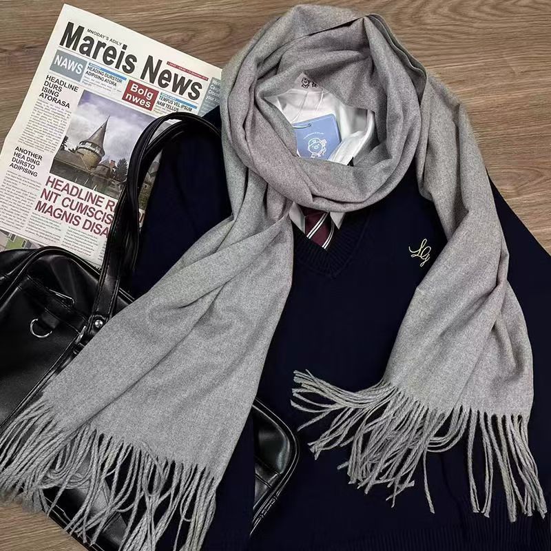 T169 scarf solid color winter women's multi-color versatile warm high-end female winter student Korean version long