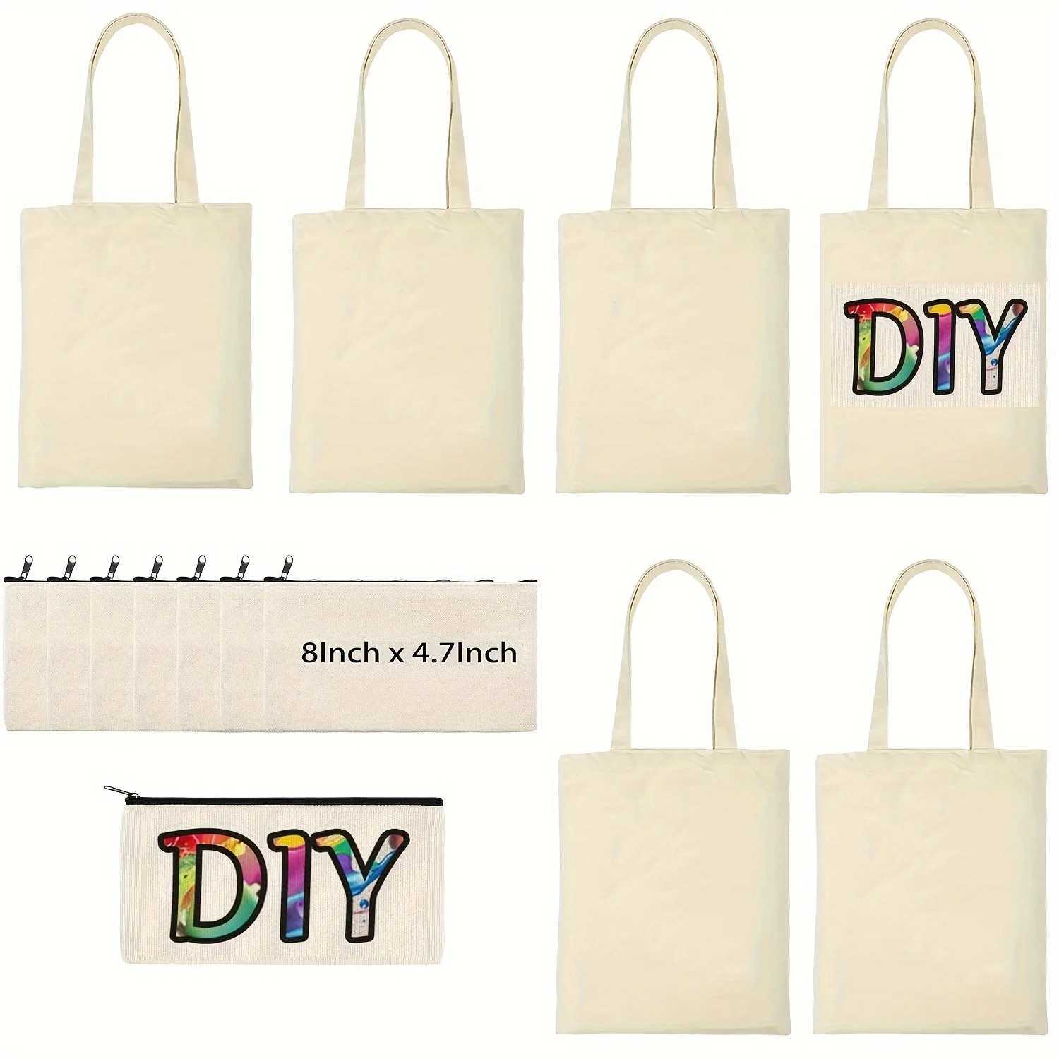 12pcs Sublimation Blanks Tote Bags Reusable Grocery Bags DIY Heat Transfer Canvas Cosmetic Makeup Bags for Craft Gift Z250224