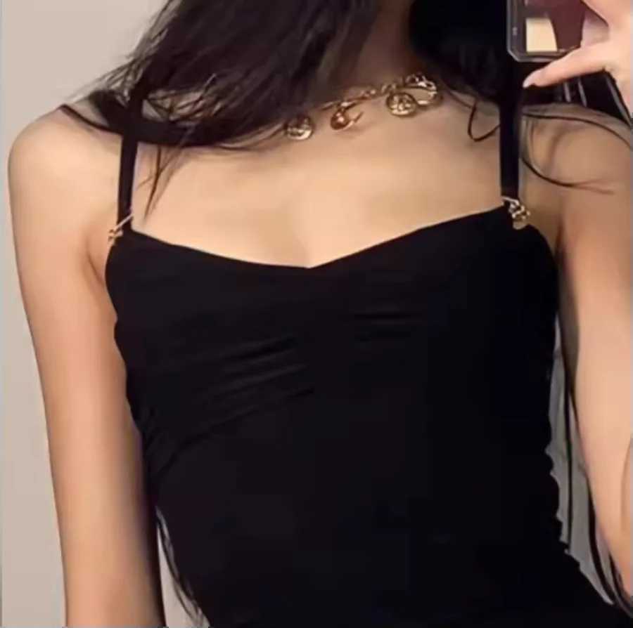 Spicy Girl Retro Black Niche Floral Slit Dress Popular Short Skirt with ButtocksXJ250224