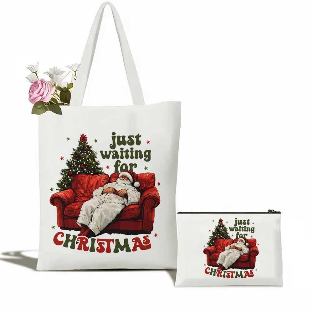 Santa Claus just needs to wait for Christmas handbags capacity shopping bags womens shoulder handbags ecological girls handbags Z250224