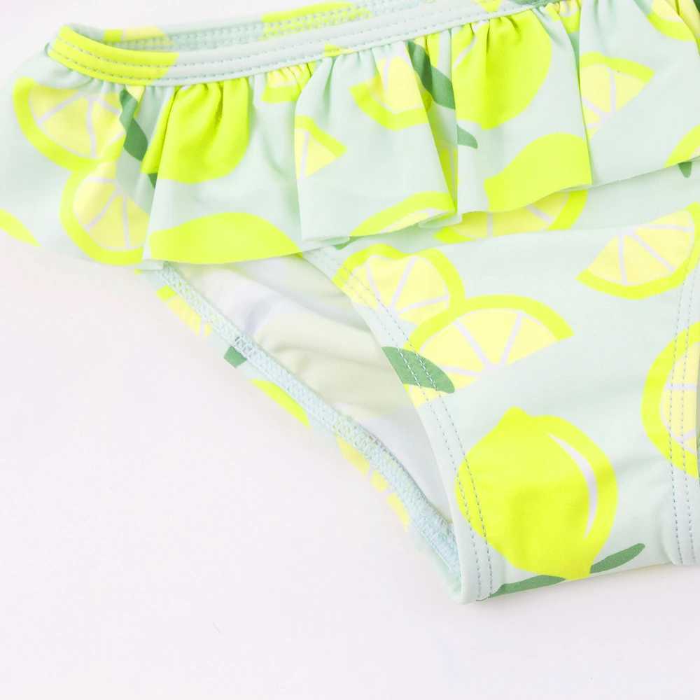 Ruffle Lemon Print Baby Kids Swimwear Swimsuit Summer Beach Cute Girls Kids Bikini Set 3-8Years Outdoor Children Swimming Suit X250224