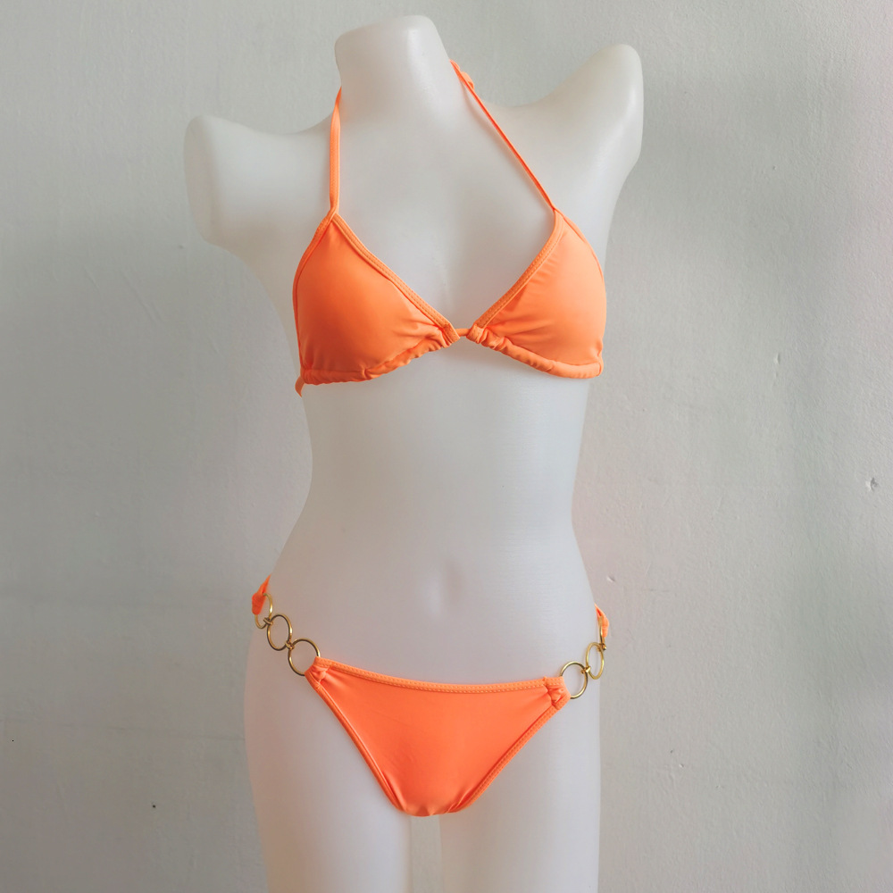 swimwear INS Orange Bikini Simple Circle Accessories High end Women's Beach Sexy Swimsuit