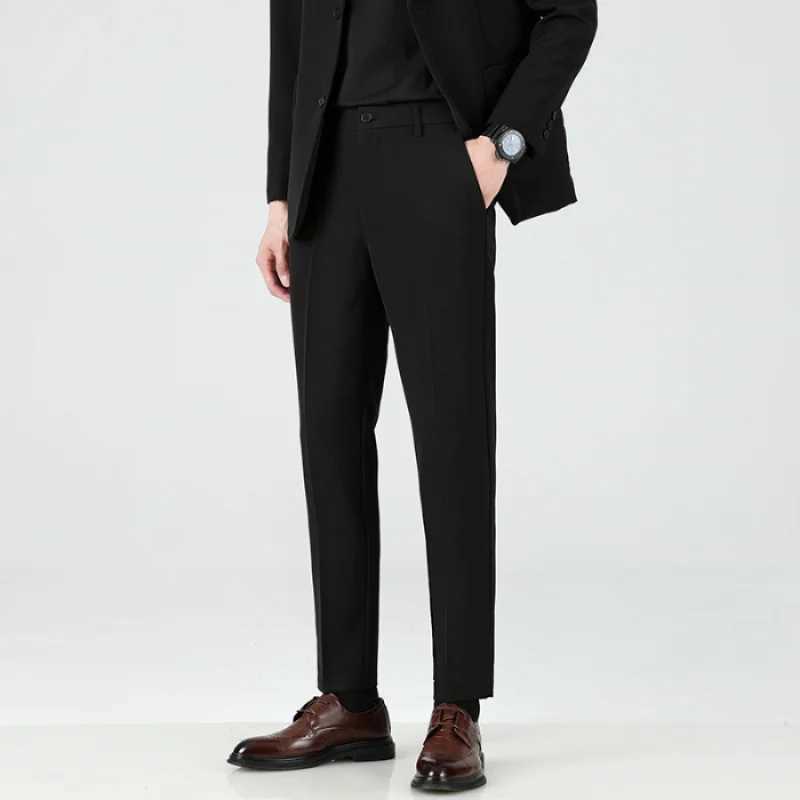 2024 Autumn/Winter Thick Mens Casual Pants Straight Loose Fashion Trend Business Versatile 9-point Suit Pants W250225