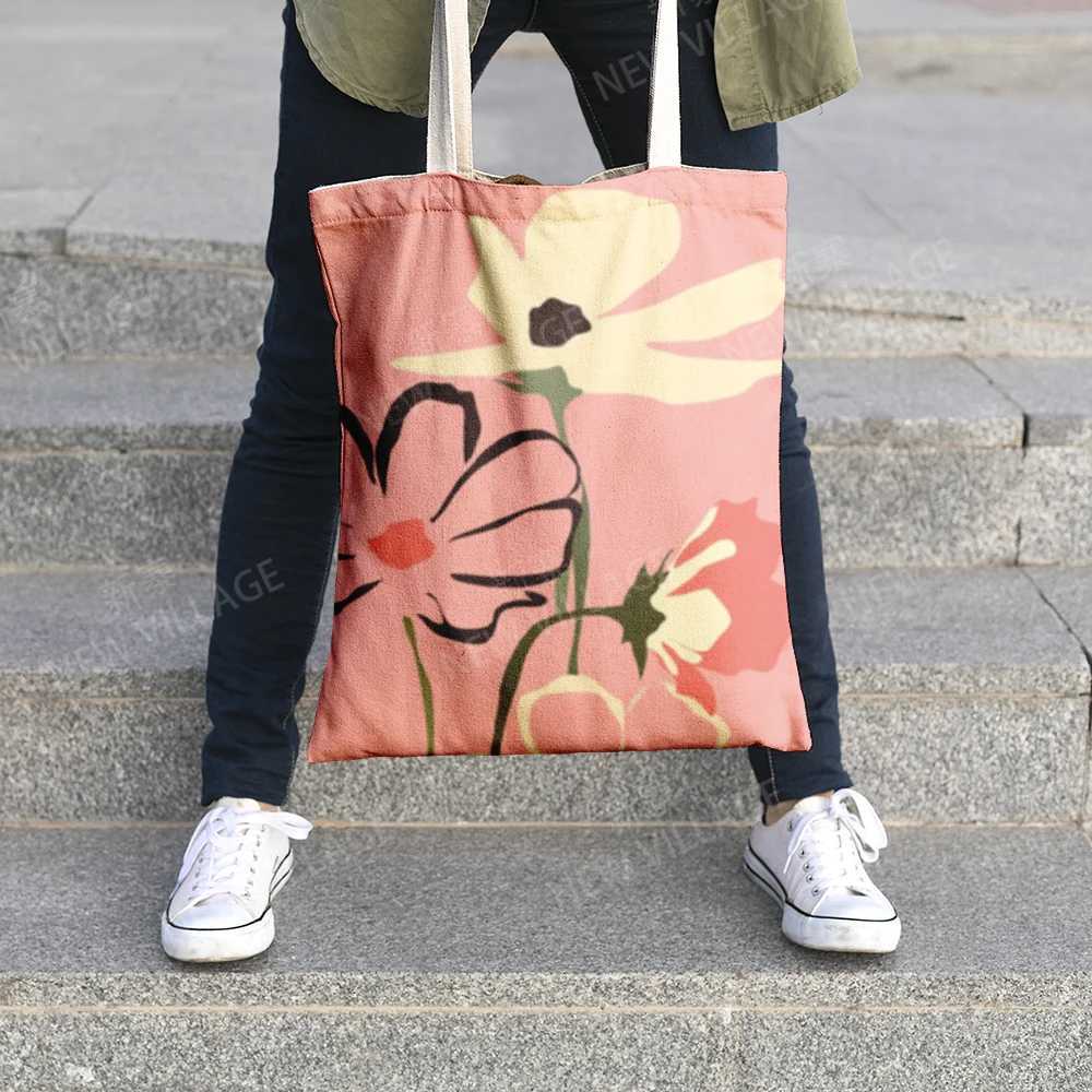 Canvas shoulder bag organization storage Handbags cosmetics travel Womens bag Shopping Fabric pouch nordic boho grocery Z250224