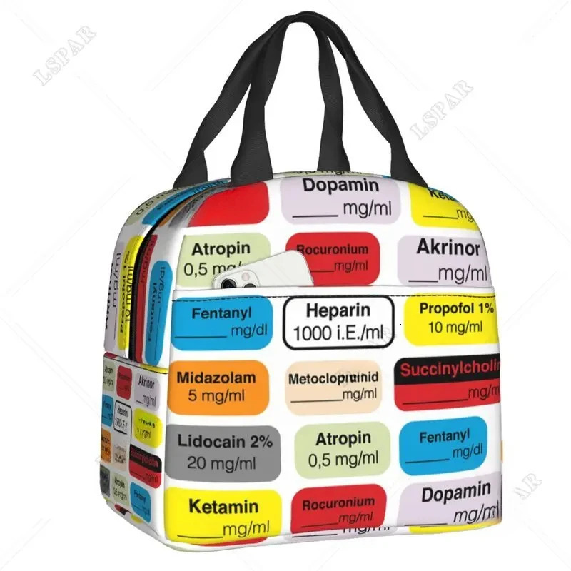 Enfermera En Apuros Doctor Nurse Thermal Insulated Lunch Bag Women Lunch Container for Work Storage Food Bento Box 250224