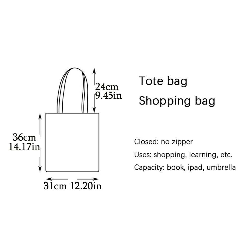 Bear Fox Rabbit Owl Shopping Bag Childrens Gift Cartoon Animal Double Print Reusable Canvas Girl Shopping Bag Womens Handbag Z250224