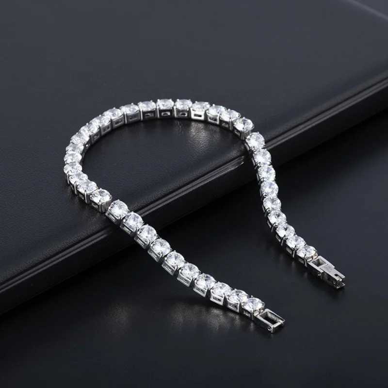 Luxury Hiphop and Out 4mm Cubic Zirconia Crystal Tennis Bracelets For Women Men Gold Color Silver Color Bracelet Chain JewelryXJ250225