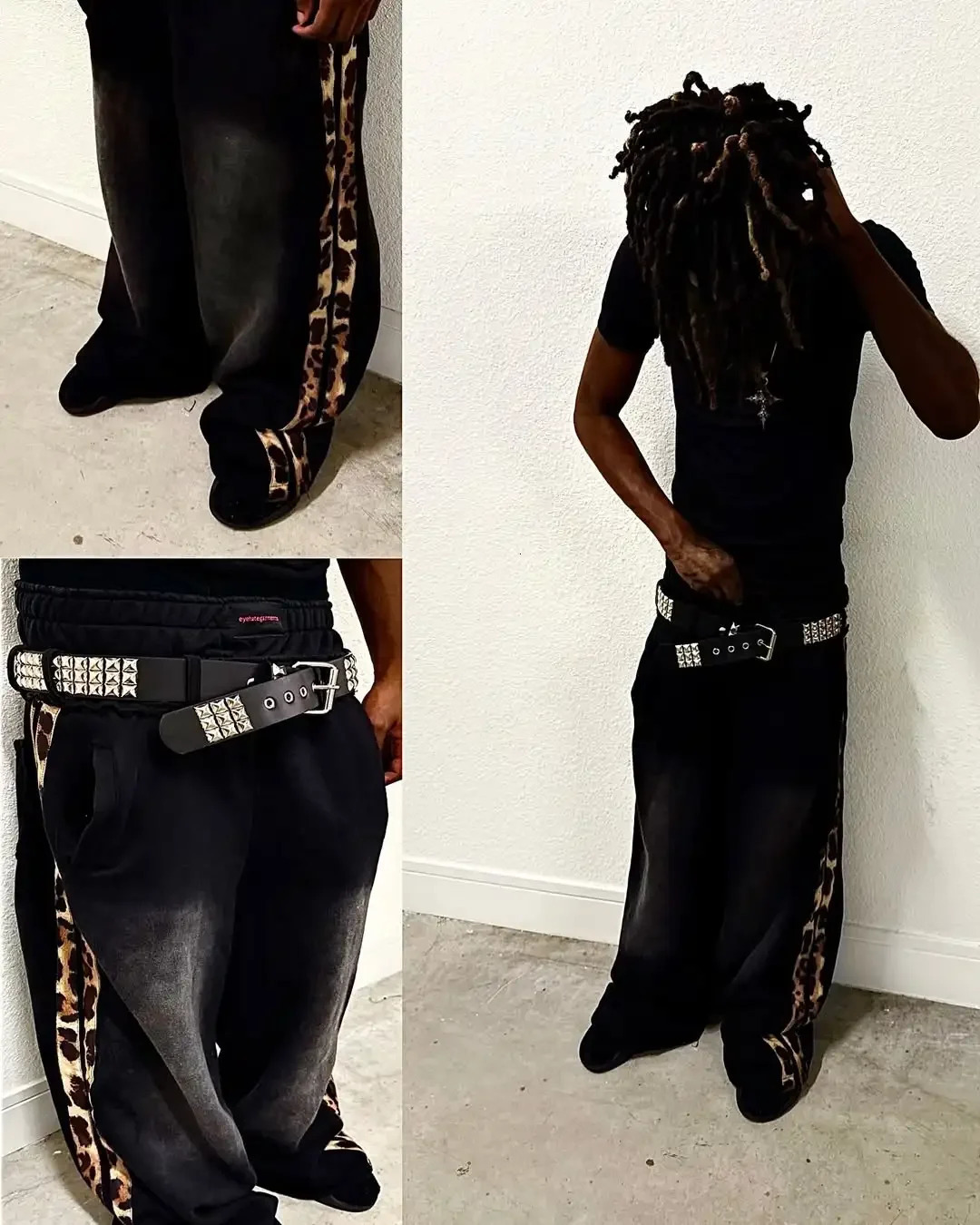 American Retro Leopard Print Straight Loose Pants Fashion Trend Street Wide-leg Pants Harajuku Hip Hop Y2k Pants Streetwear 250225