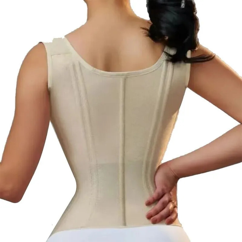 Latex Waist Cover 15 Bone Straightening Tank Top with Waist Bundle Waist Belt Zipper Buckle Retro Top 250224