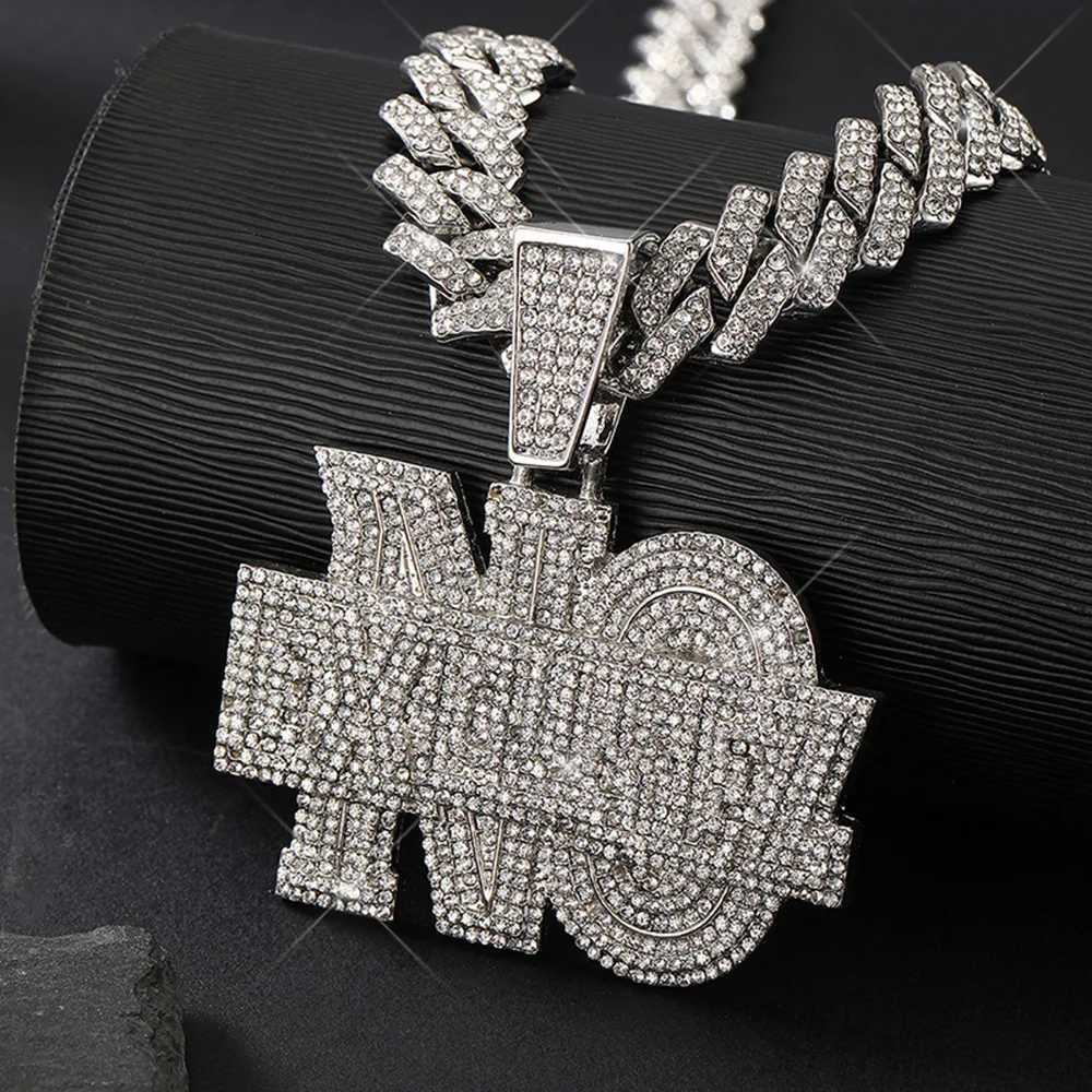Hip Hop Men Lettes NO EXCUSE Pendant Necklace Gold Plated d Out Bling Crystal Cuban Link Chain Charm Fashion Wen Jewelry X250224