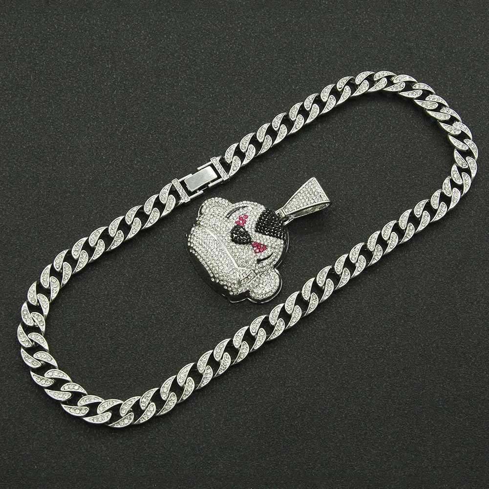 J Hip-hop Orangutan Cuban Necklace Monkey Pendant Cartoon Creative Rehinestone Big Sweater Out mi Chain Jewelry X250224