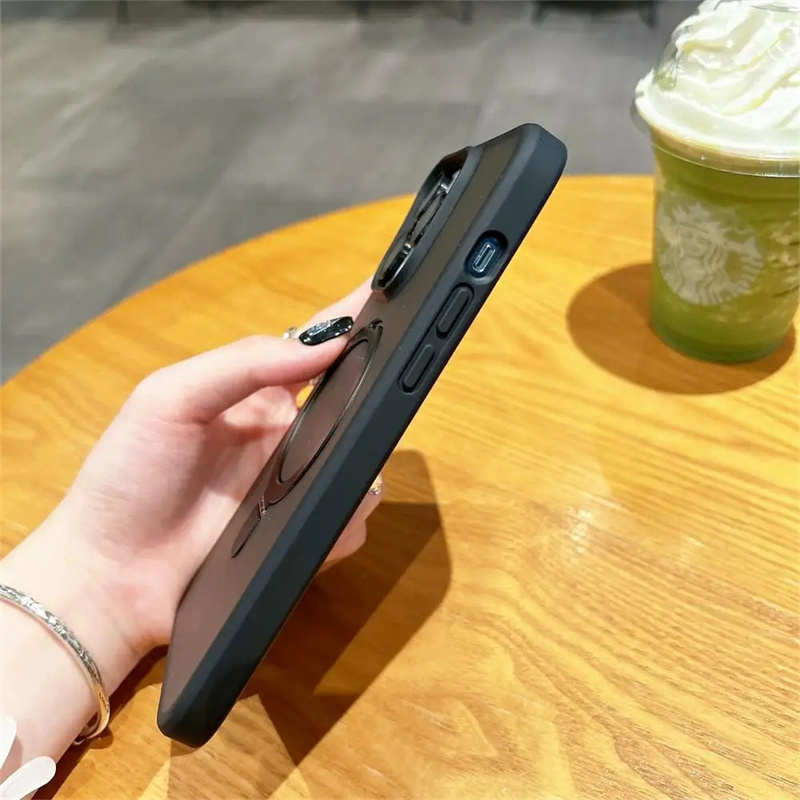 Matte Ring Holder Glass Lens Phone Case For iPhone 16 16e 15 14 13 12 11 Pro Max Plus Samsung S25 S24 S23 S22 Ultra Plus For Magsafe Wireless Magnetic